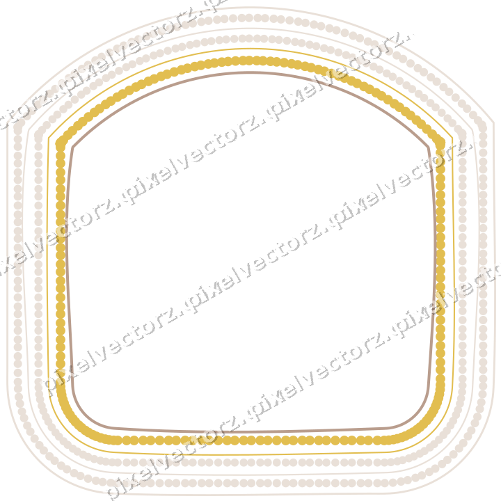 Decorative line art frame in amber and pale orange with label plaque