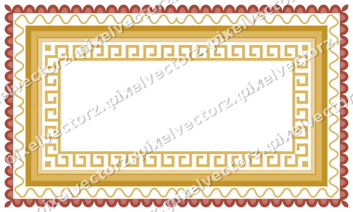 Decorative picture frame border in orange and amber with scale band