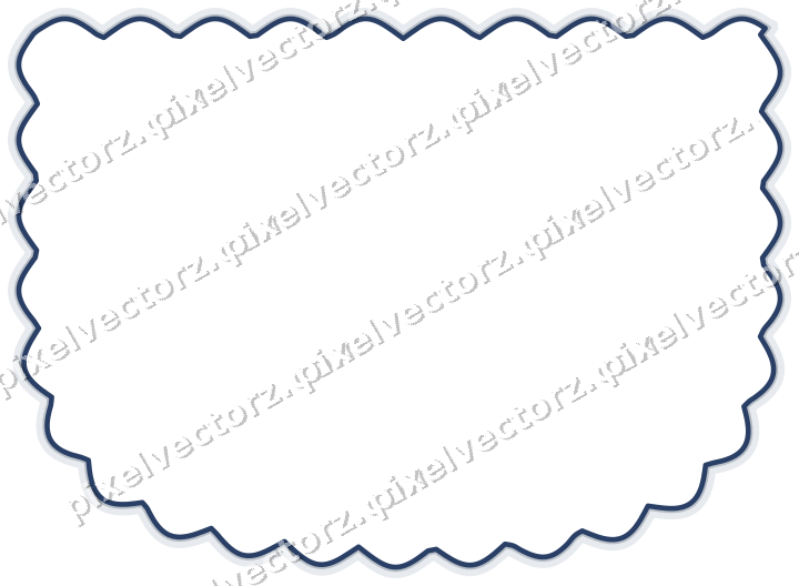Decorative line art frame in dark blue and white with shield