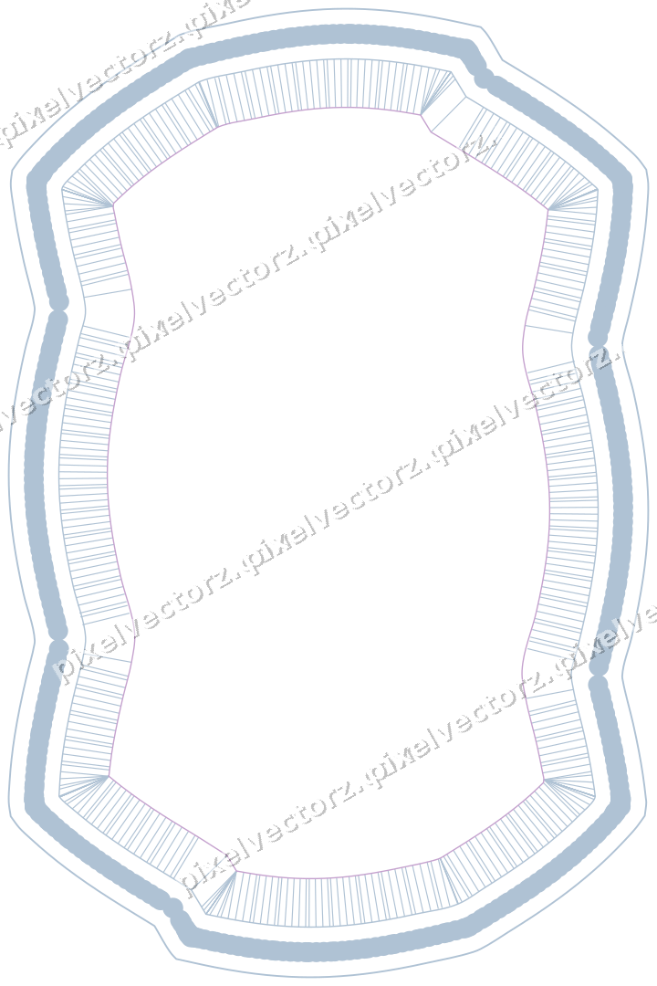 Decorative line art frame in purple and blue with label plaque