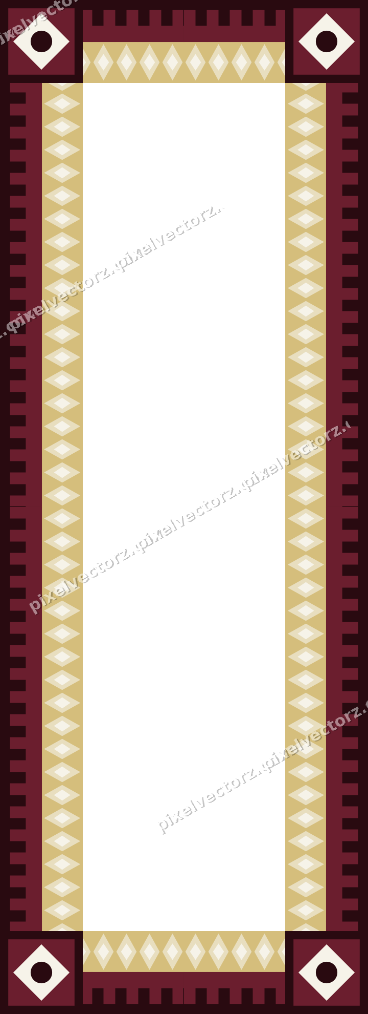 Decorative picture frame border in dark pink and red with step band