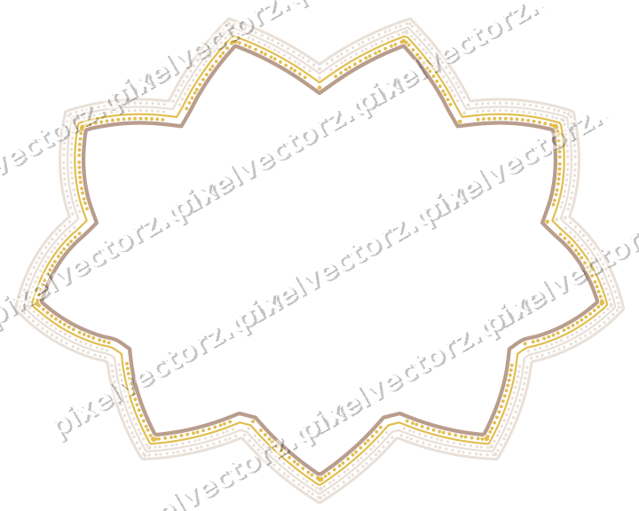 Decorative line art frame in amber and pale orange with oval