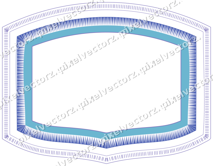 Decorative line art frame in blue and cyan with label plaque