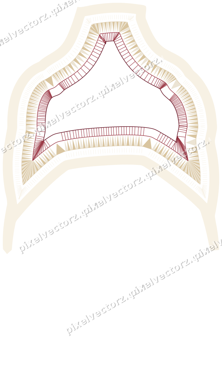 Decorative line art frame in dark pink and red with label plaque