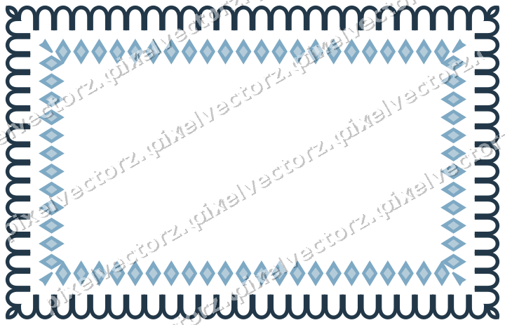 Decorative picture frame border in orange and cyan with arcade frieze
