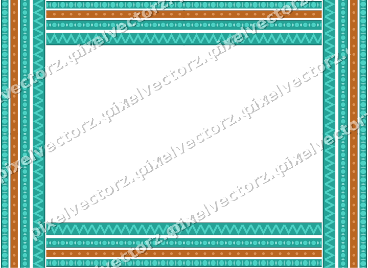Decorative picture frame border in orange and teal with egg and dart