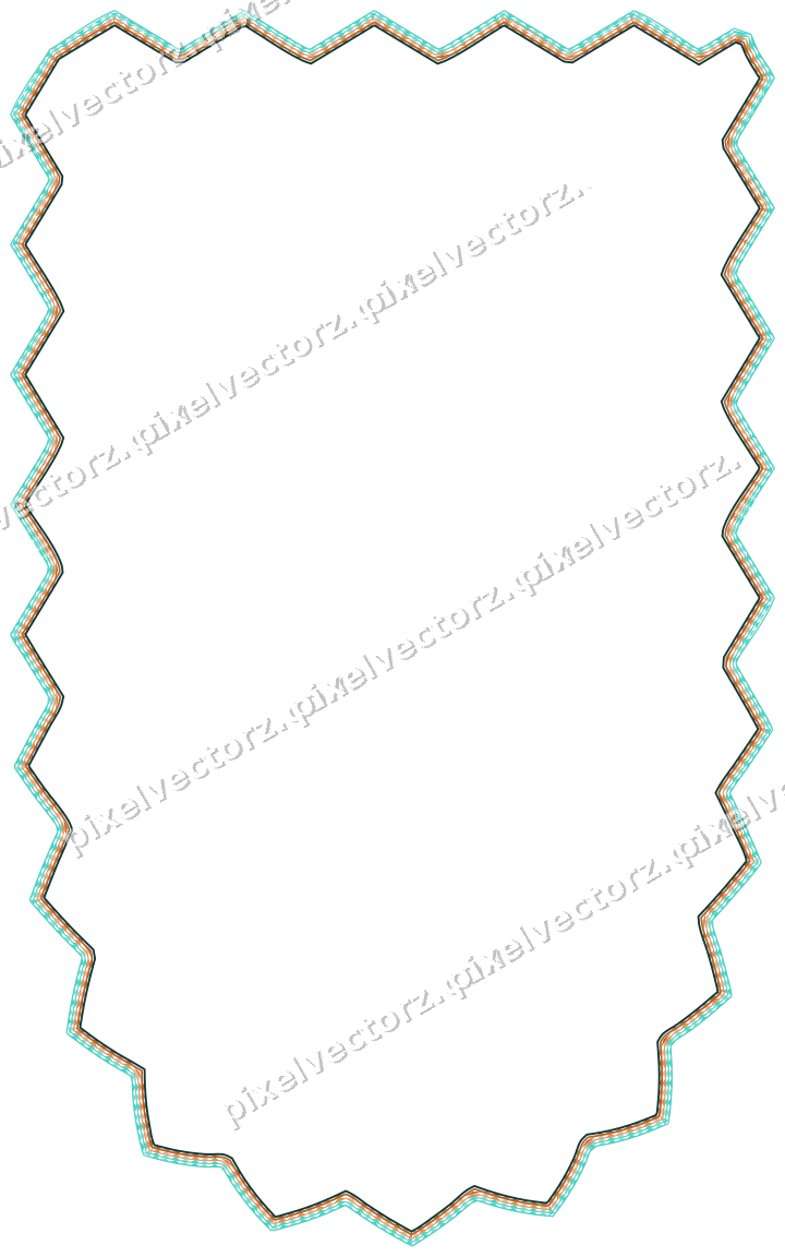 Decorative line art frame in orange and teal with shield