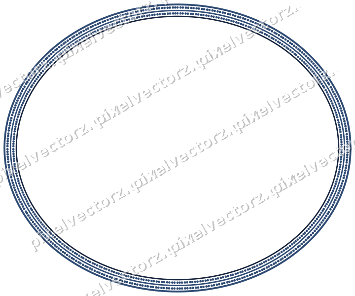 Decorative line art frame in dark blue and amber with oval