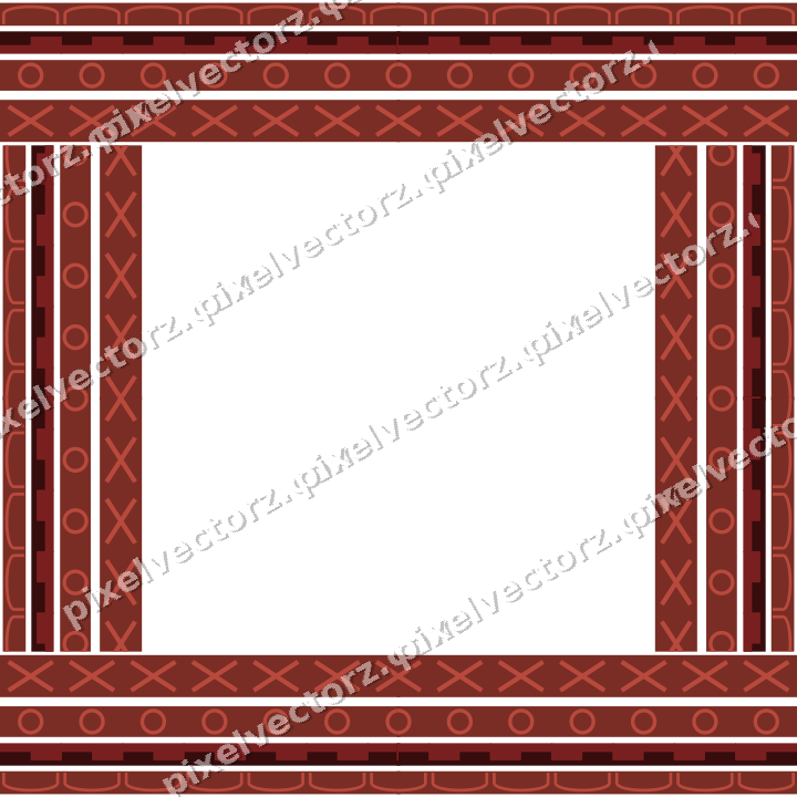 Decorative picture frame border in dark red with arcade frieze