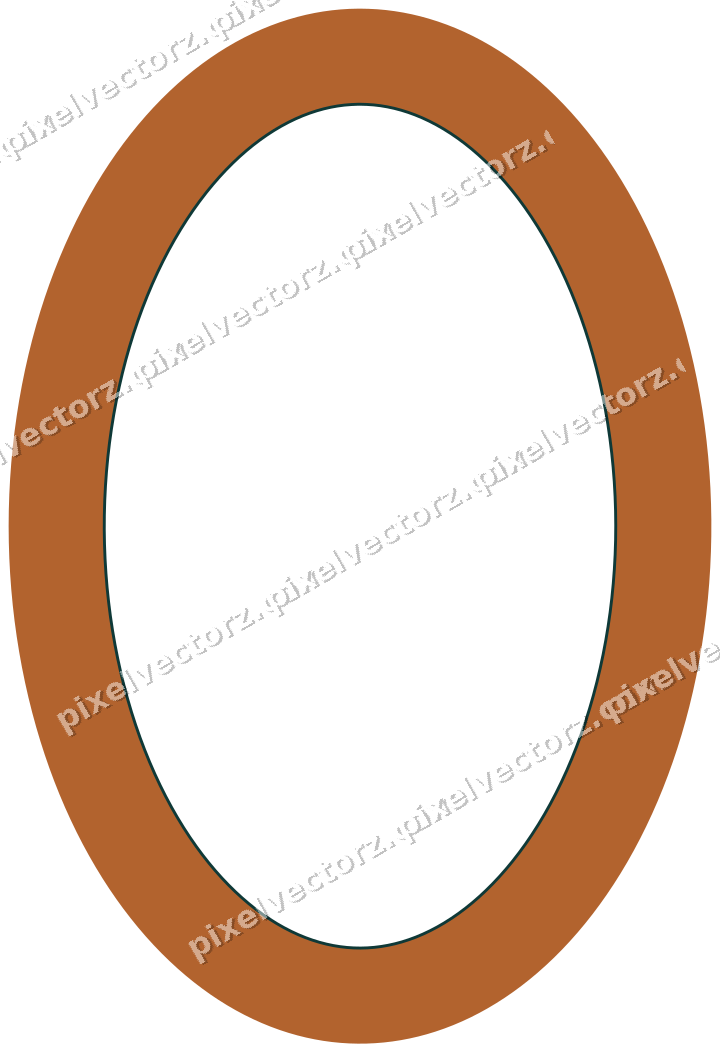 Decorative line art frame in orange and teal with oval and solid band