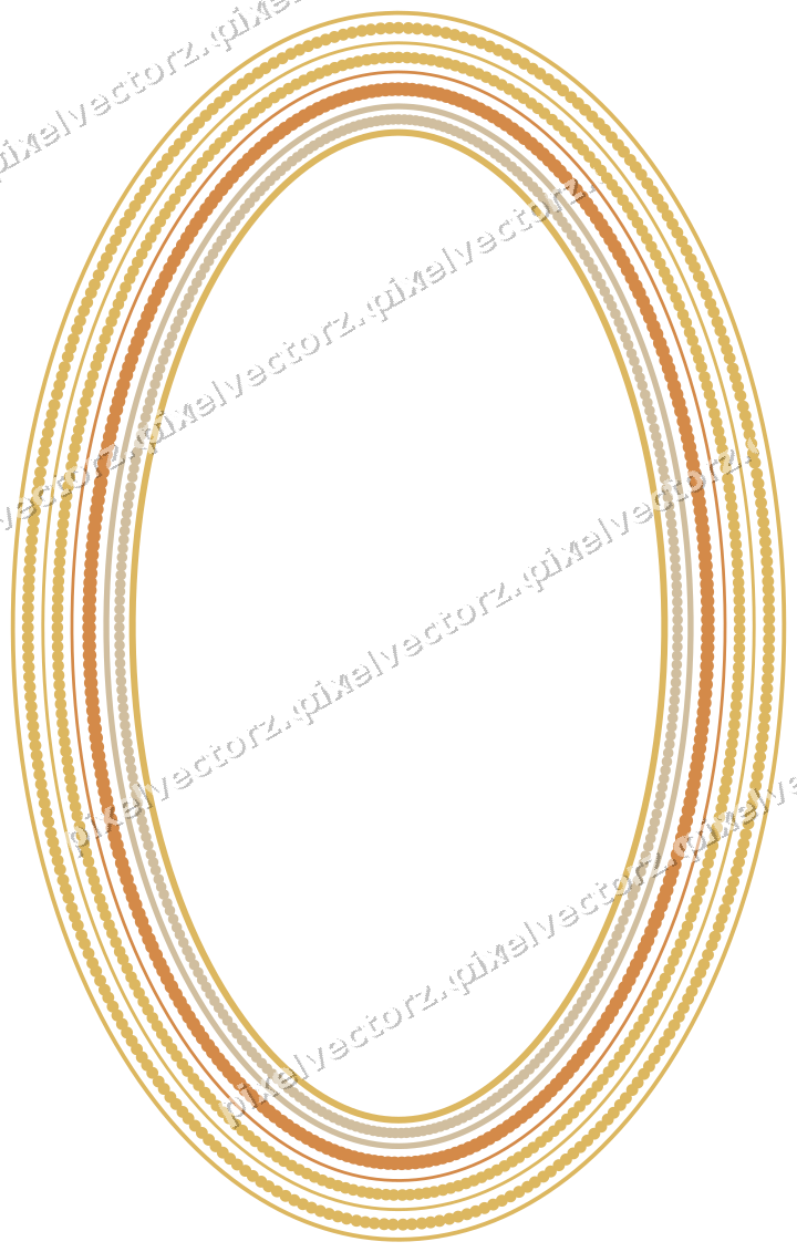 Decorative line art frame in orange and amber with oval