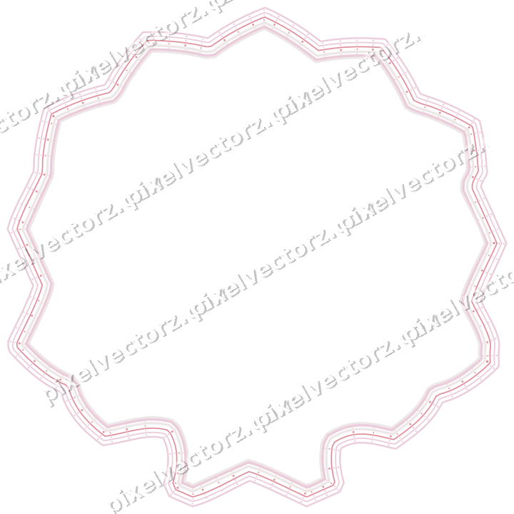 Decorative line art frame in pale pink and pale red with label plaque
