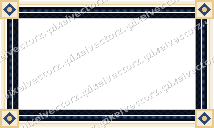 Decorative picture frame border in dark blue and amber with scale band