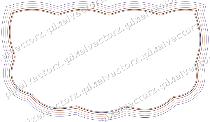 Decorative line art frame in orange and blue with shield