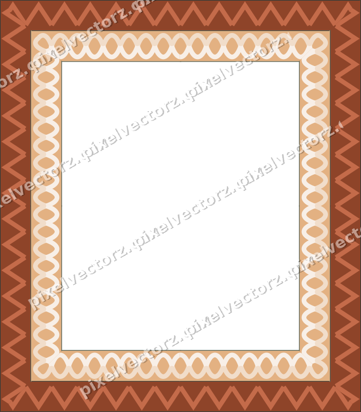 Decorative picture frame border in dark teal and orange with guilloche