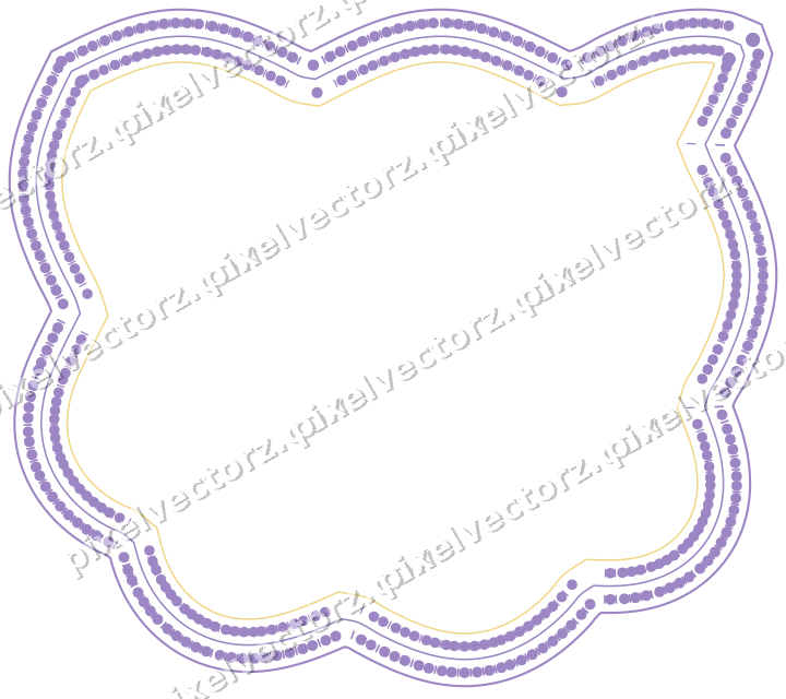 Decorative line art frame in amber and purple with shield