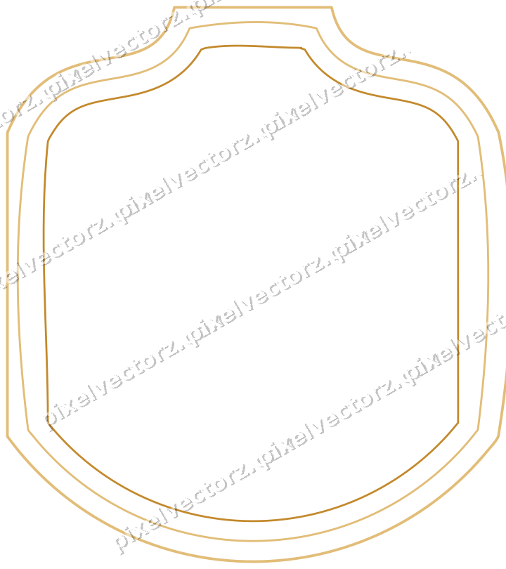 Decorative line art frame in amber and dark teal with label plaque