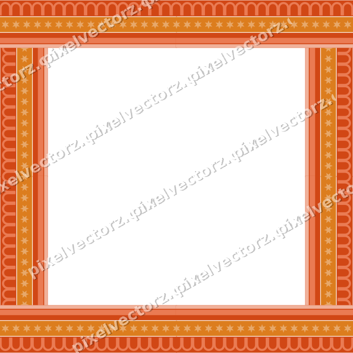 Decorative picture frame border in red and orange with star band
