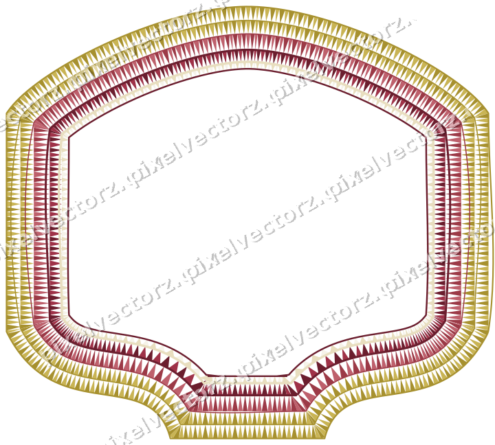 Decorative line art frame in dark pink and red with label plaque