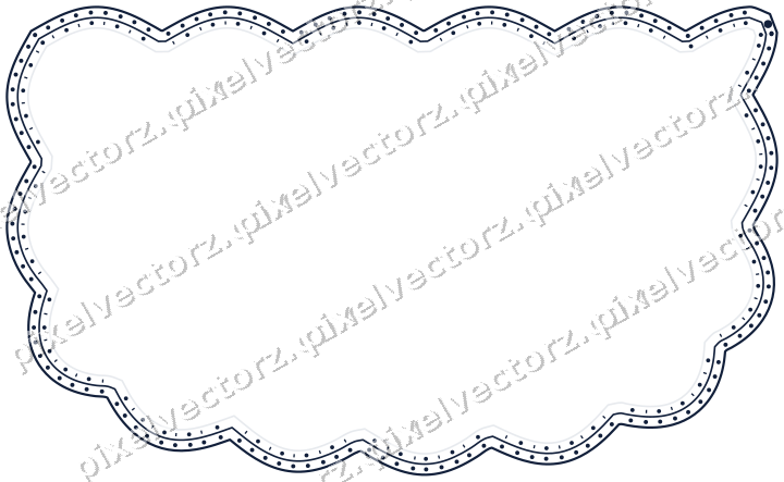 Decorative line art frame in dark blue and white with shield
