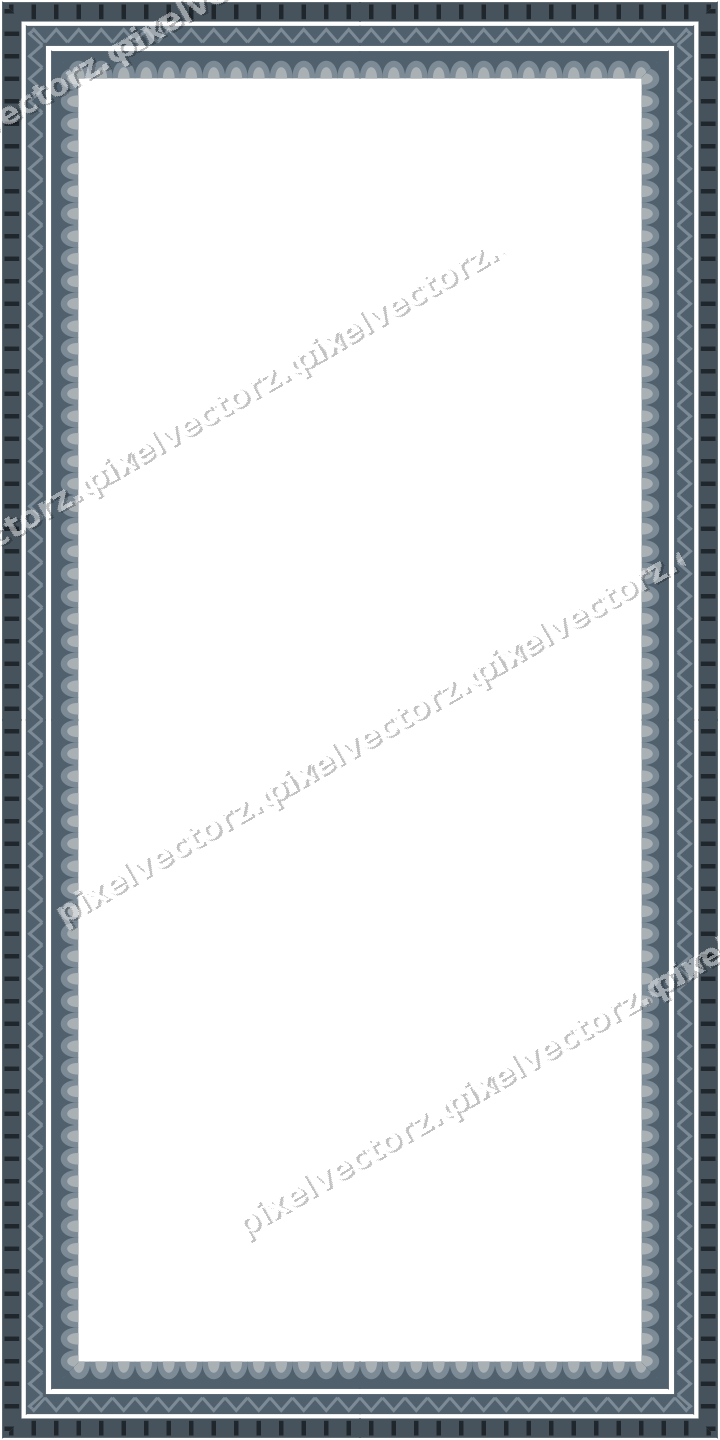 Decorative picture frame border in blue and orange with zigzag
