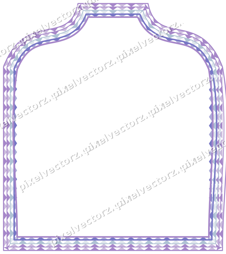 Decorative line art frame in purple and blue with label plaque