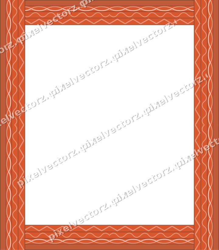 Decorative picture frame border in orange and cyan with guilloche