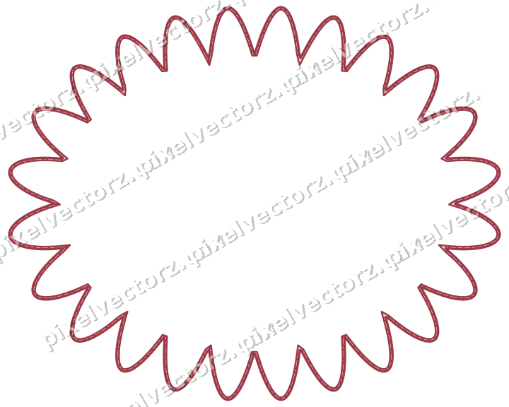 Decorative line art frame in dark pink and red with oval