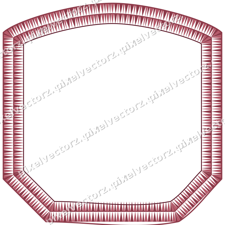 Decorative line art frame in dark pink and amber with label plaque
