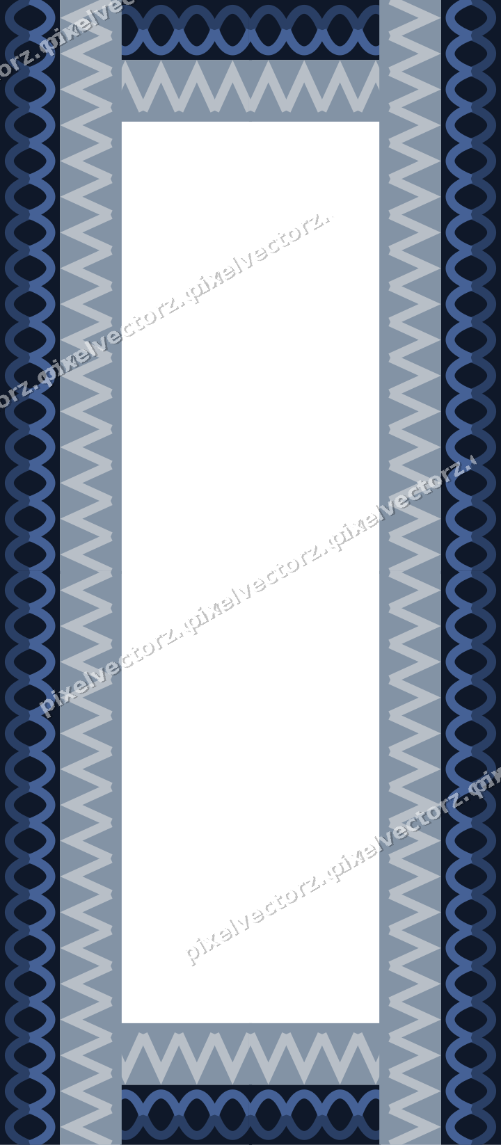Decorative picture frame border in dark blue and white with zigzag