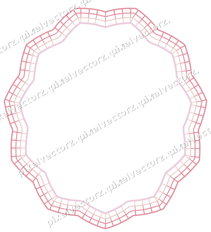 Decorative line art frame in pale pink and pale red with oval