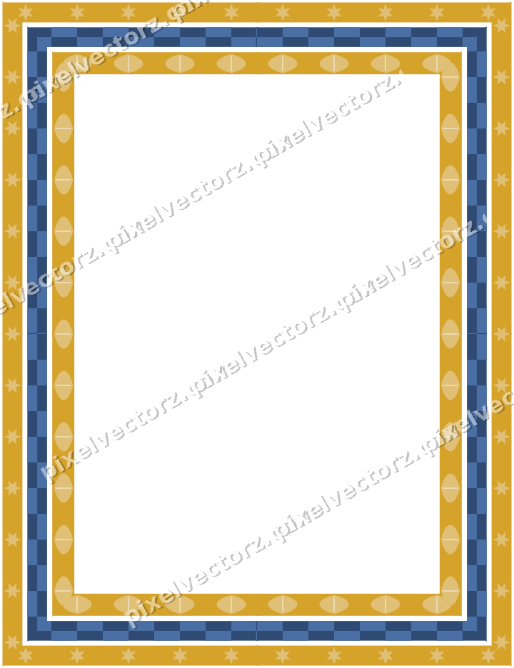 Decorative picture frame border in dark blue and amber with star band