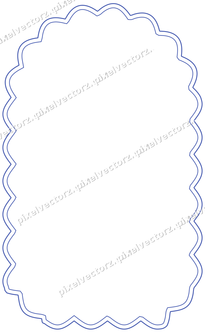 Decorative line art frame in blue and cyan with label plaque