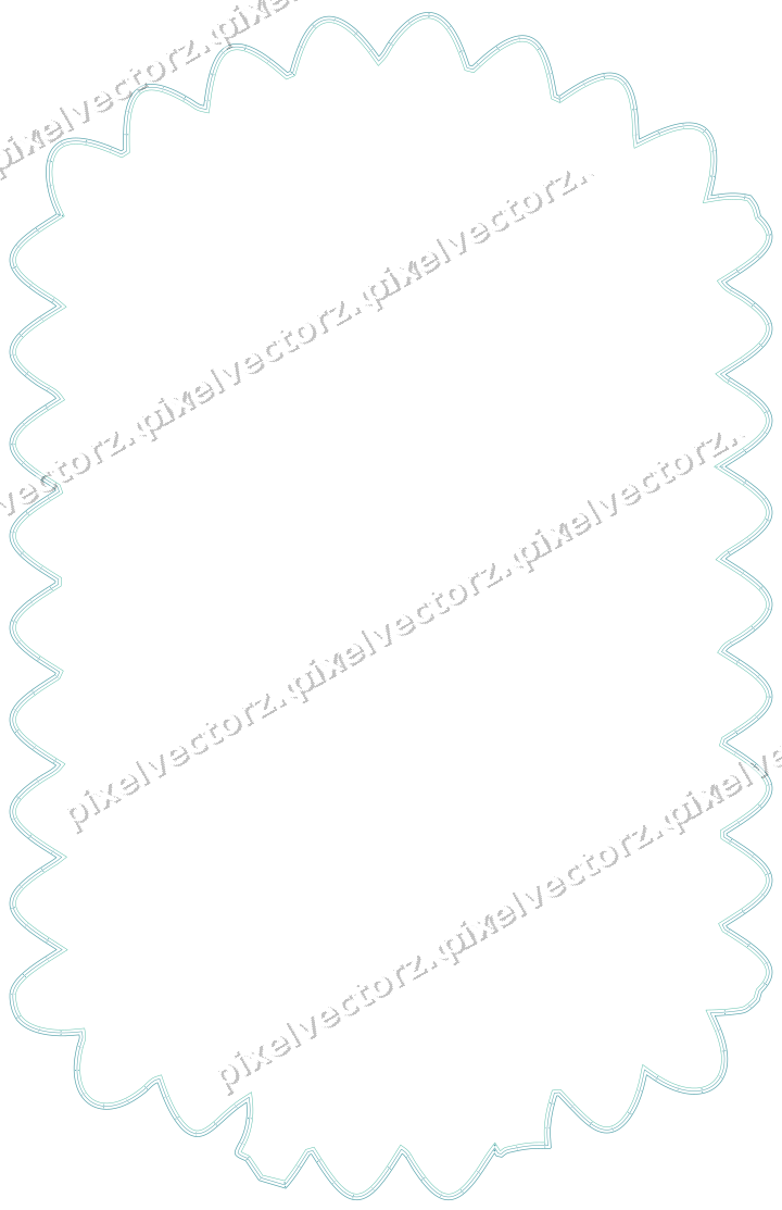 Decorative line art frame in green and teal with label plaque