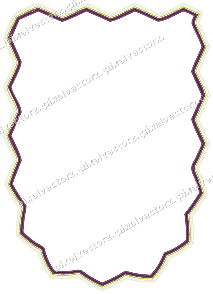 Decorative line art frame in dark magenta and lime with shield