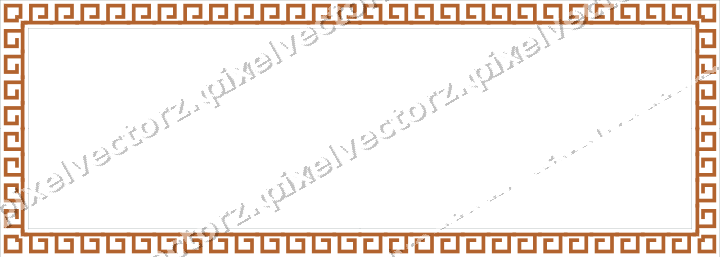Decorative picture frame border in orange and teal with greek key