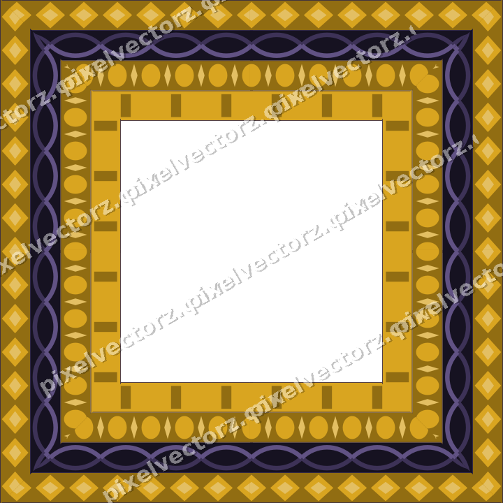 Decorative picture frame border in amber and purple with diamond band
