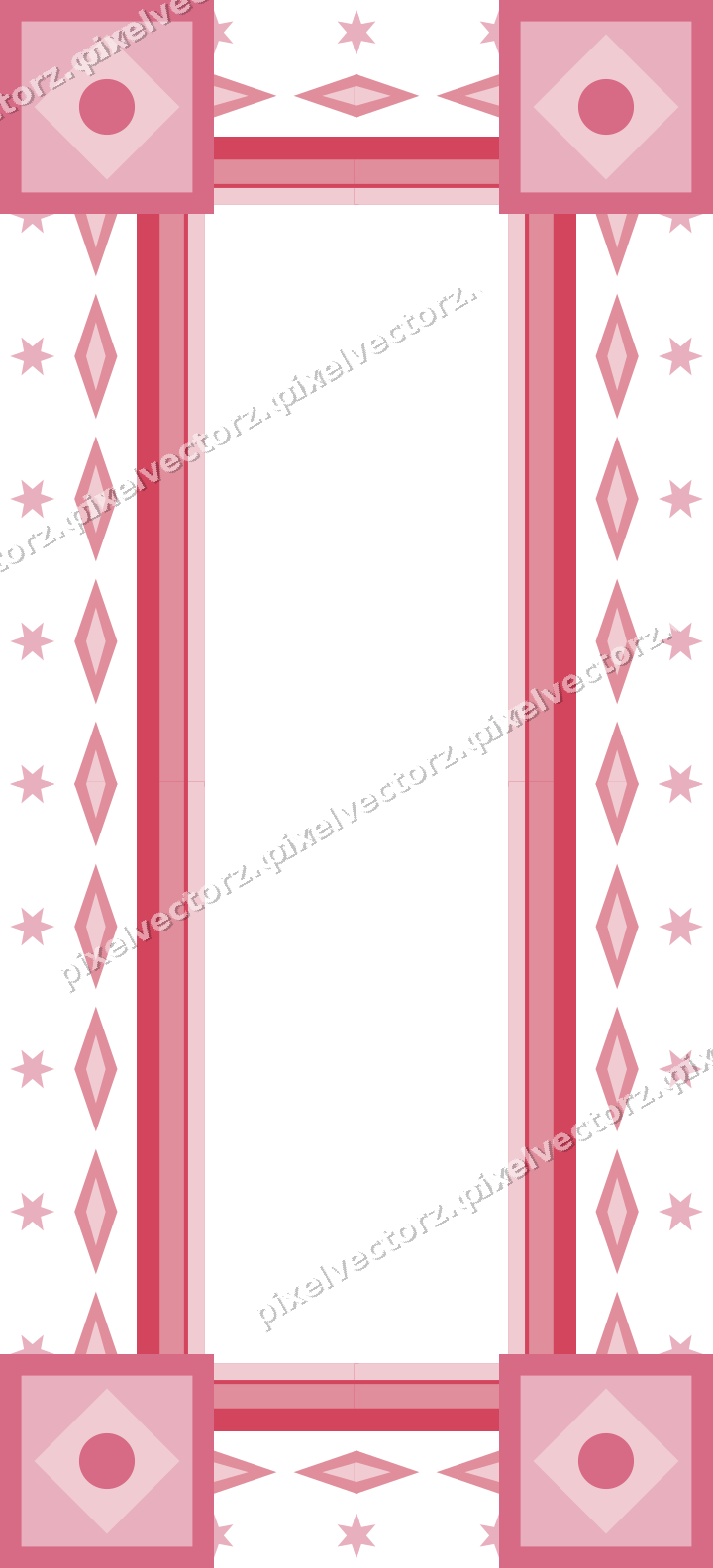 Decorative picture frame border in pale pink with star band