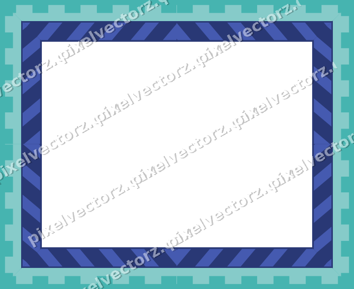 Decorative picture frame border in blue and cyan with step band