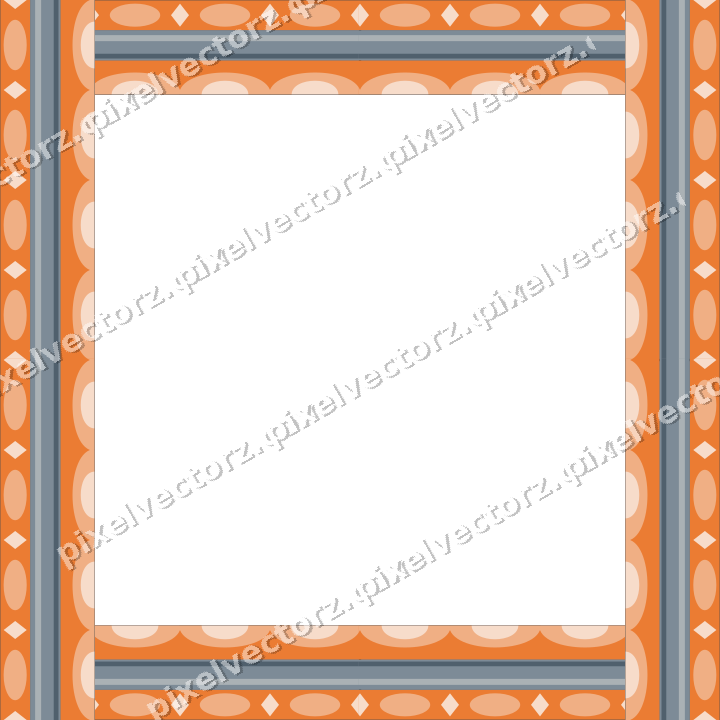 Decorative picture frame border in blue and orange with egg and dart
