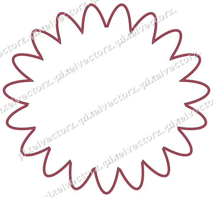 Decorative line art frame in dark pink and red with oval