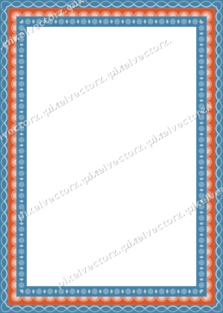 Decorative picture frame border in orange and cyan with guilloche