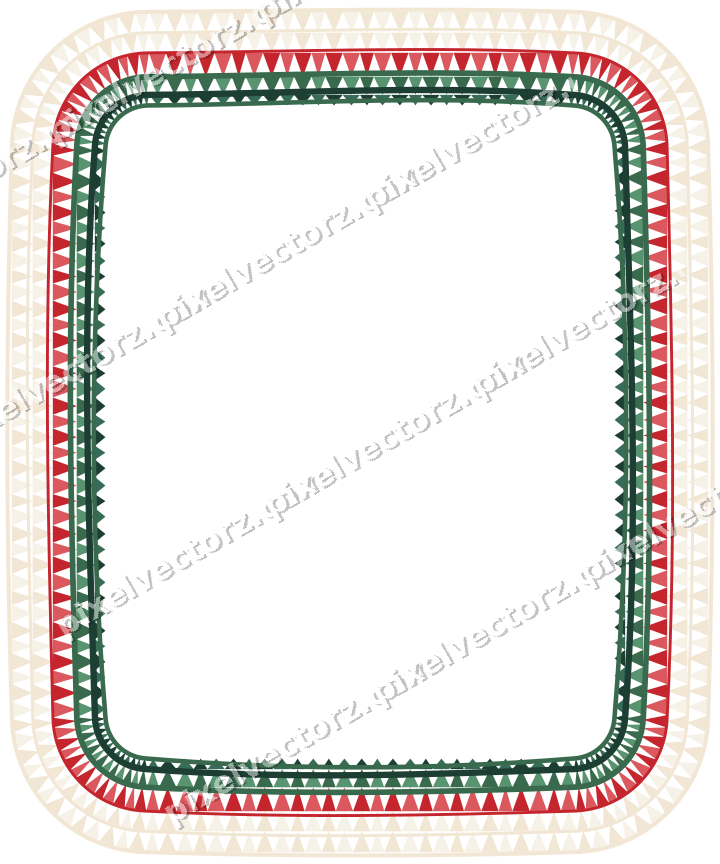 Decorative line art frame in dark green and red with label plaque