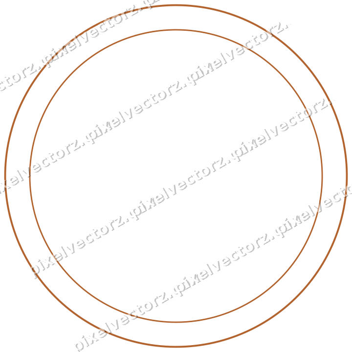 Decorative line art frame in dark green and orange with oval