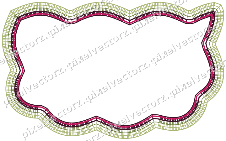 Decorative line art frame in lime and pink with shield