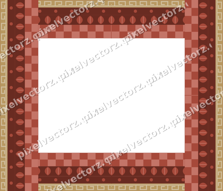 Decorative picture frame border in orange and amber with greek key