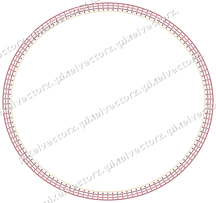 Decorative line art frame in dark pink and red with oval