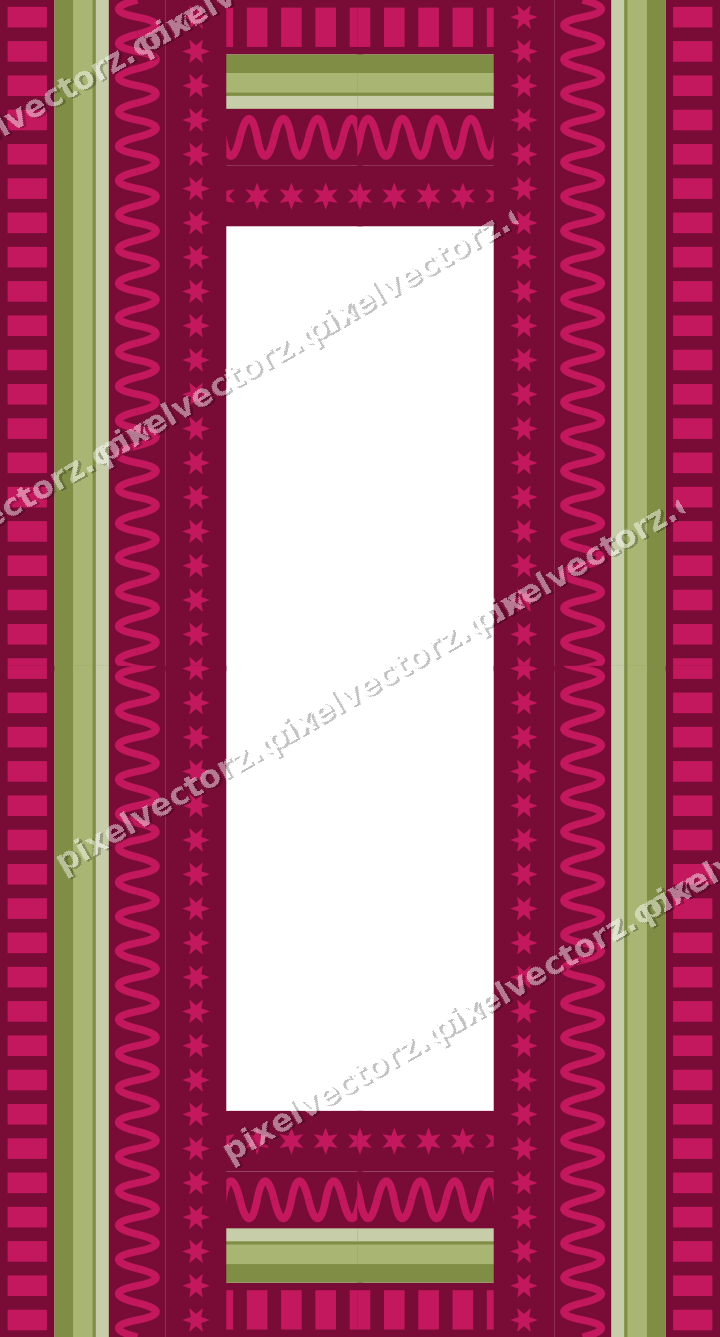 Decorative picture frame border in lime and pink with dentil