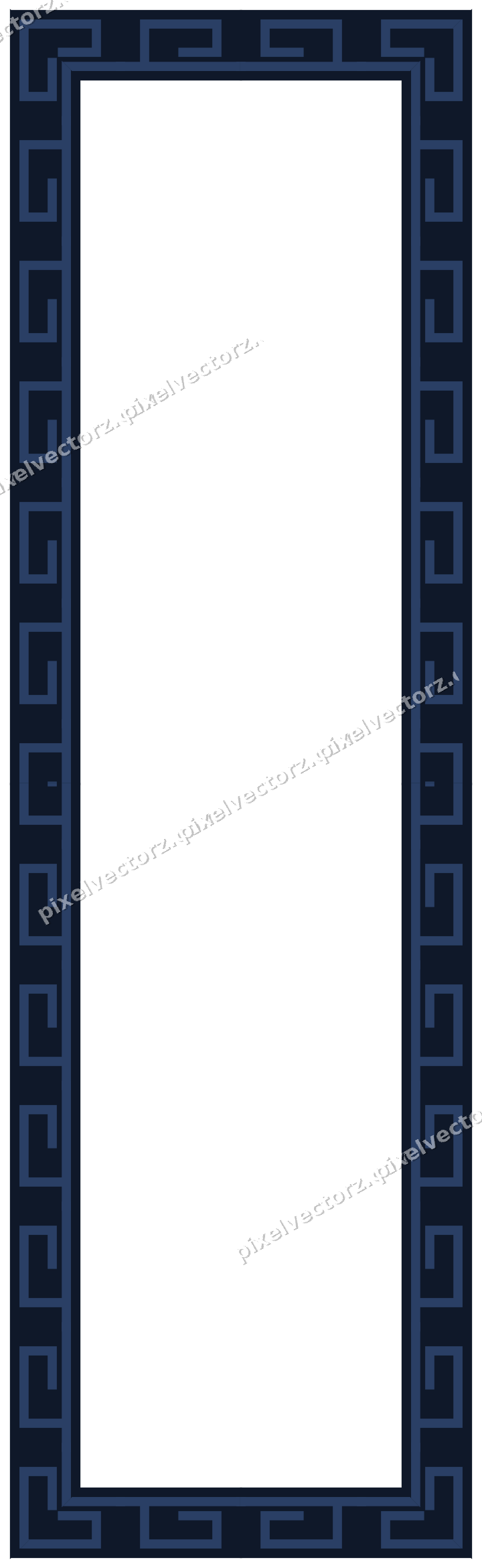 Decorative picture frame border in dark blue and white with greek key