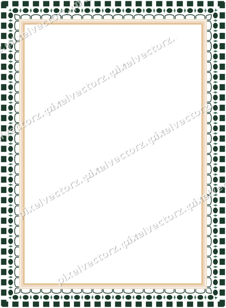 Decorative picture frame border in dark green with arcade frieze
